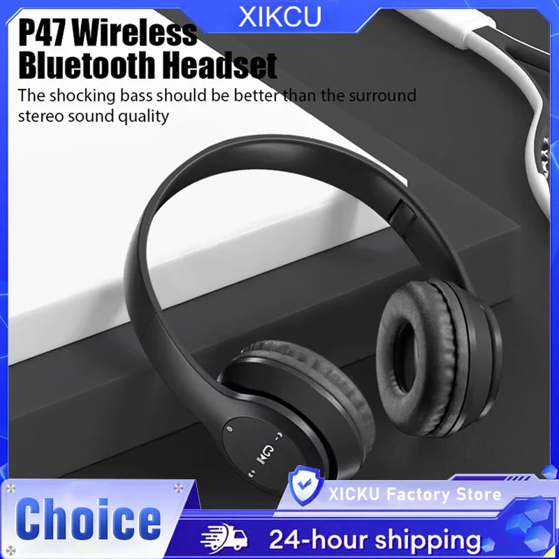 P47 Universally Wireless Bluetooth Noise Cancelling Headphones Gamer Stereo Headset Wireless Sports Game Headset For IOS Android